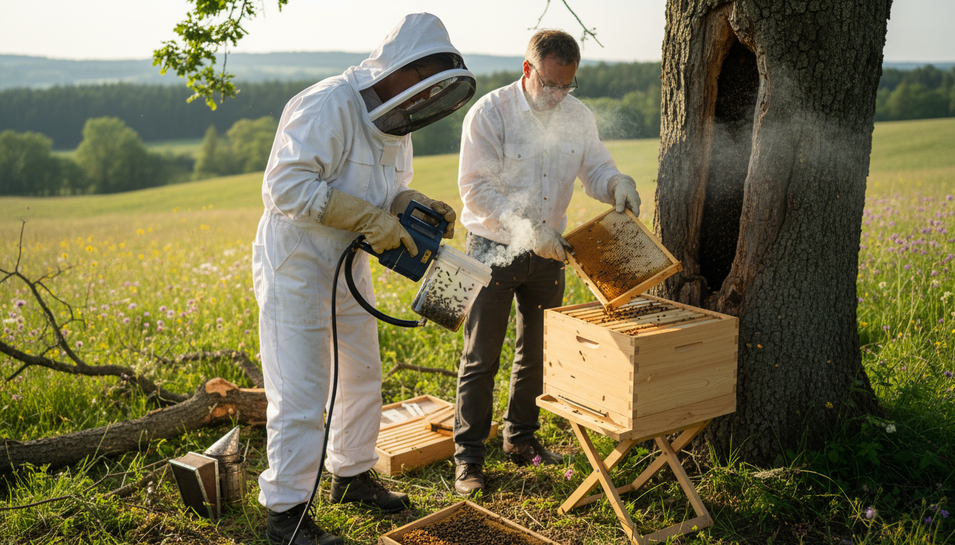 How To Relocate Bees From A Hive show someone relocating abees